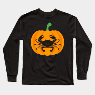 Halloween Jack O Lantern Cancer Zodiac Sign Long Sleeve T-Shirt